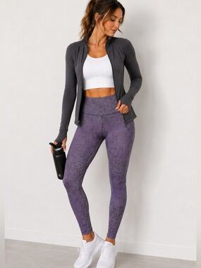 CC Boutique Purple Geometric High Rise Leggings Medium Yoga Athleisure